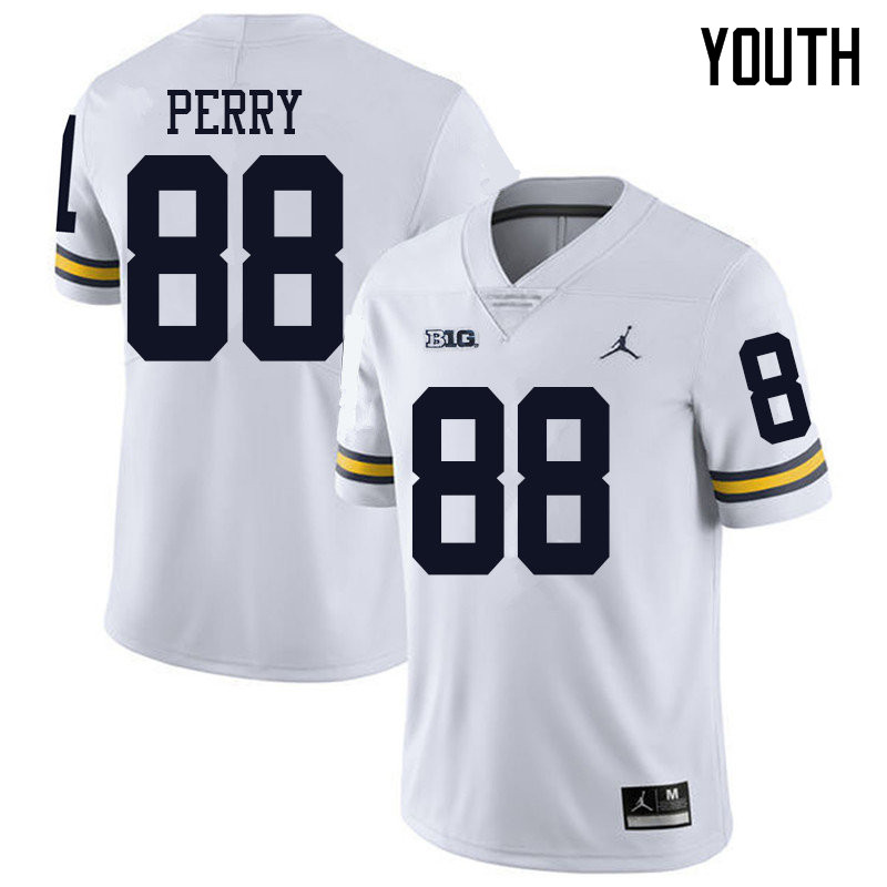 Jordan Brand Youth #88 Grant Perry Michigan Wolverines College Football Jerseys Sale-White